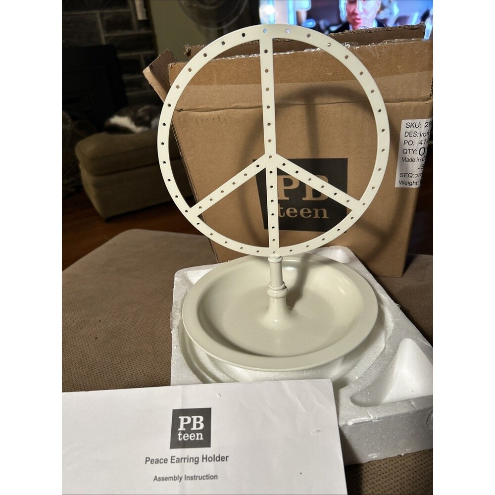 PB Teen Pottery Barn Peace Sign Metal Earring / Jewelry Holder Display